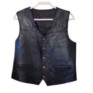 Leather Vest Motorcycle Biker Eagle Women Men Unisex Snap Closure Ladies Size M